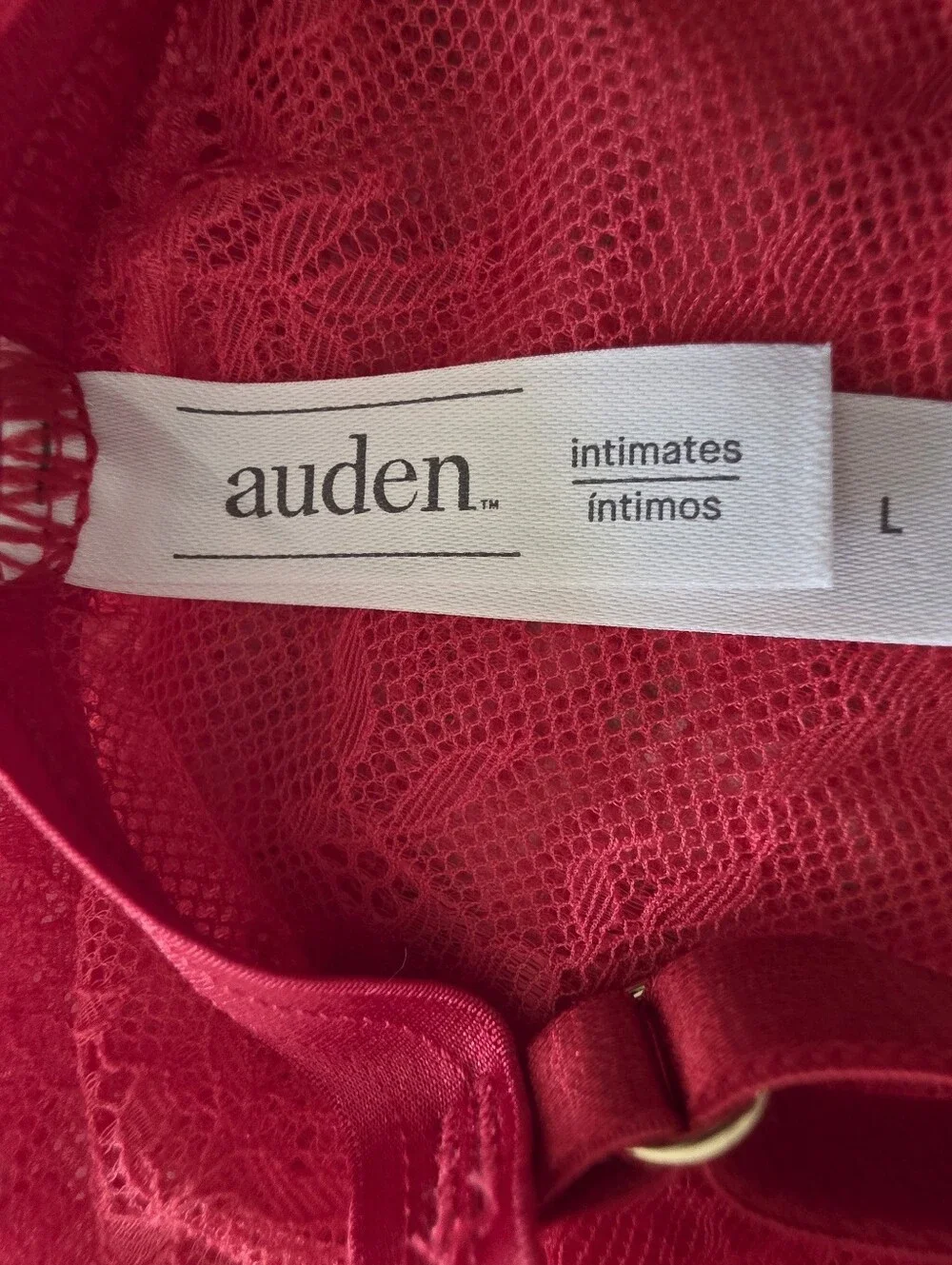 Auden Cherry Red Sheer Lace Baby Doll Mini & Thong Lingerie Set Size L